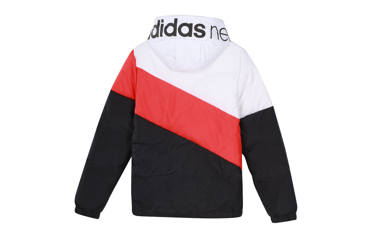 adidas neo Contrast Color Stitching Sports Stay Warm White hooded down Jacket Colorblock H45268