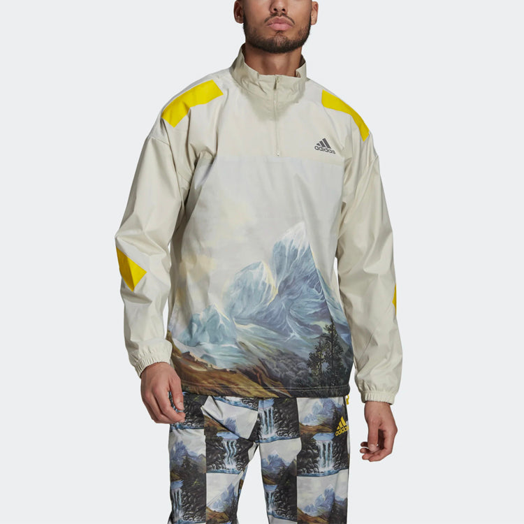 adidas Stand Collar Loose Sports Jacket Beige GL5698