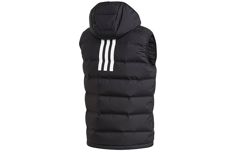 adidas Logo Casual Sports hooded Down Vest Black GK0675