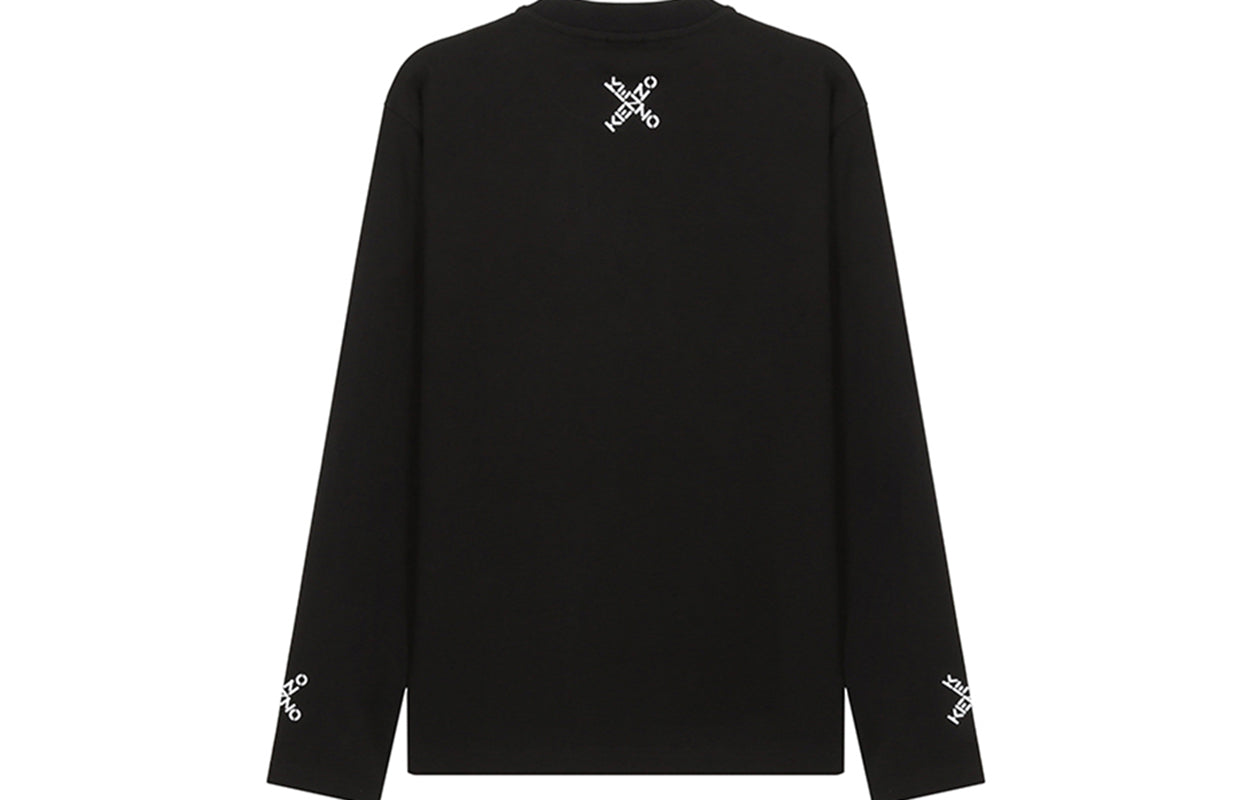 Men's KENZO SS21 Big X Pattern Round Neck Long Sleeves Black FB55TS1534SK-99