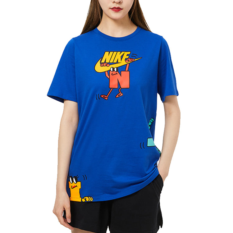 (GS) Nike Cartoon Short Sleeve Round Neck Athleisure Casual Sports Boy Blue DJ5380-481