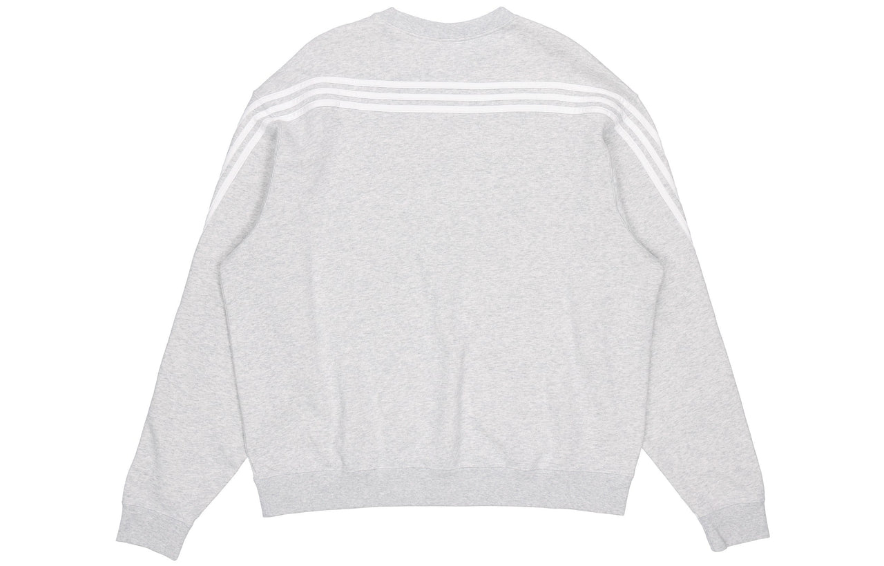 Men's adidas originals Side Stripe Loose Round Neck Pullover Gray FM1520