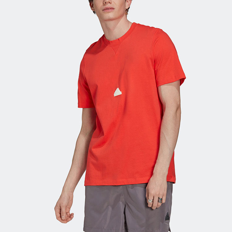 Men's adidas SS22 Logo Printing Pullover Short Sleeve Red T-Shirt HN1963