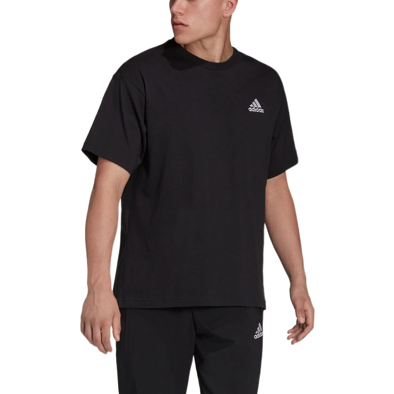 adidas M Sl T Solid Color Logo Casual Sports Short Sleeve Couple Style Black HE4387
