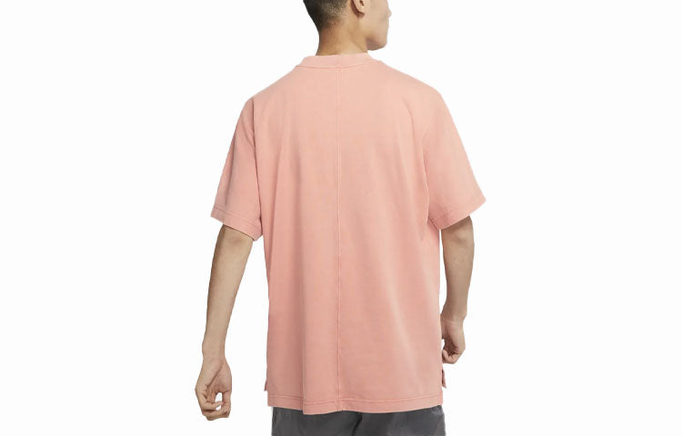 Nike Style Essentials Washed Solid Color Loose Sports Round Neck Short Sleeve Pink DM6671-827