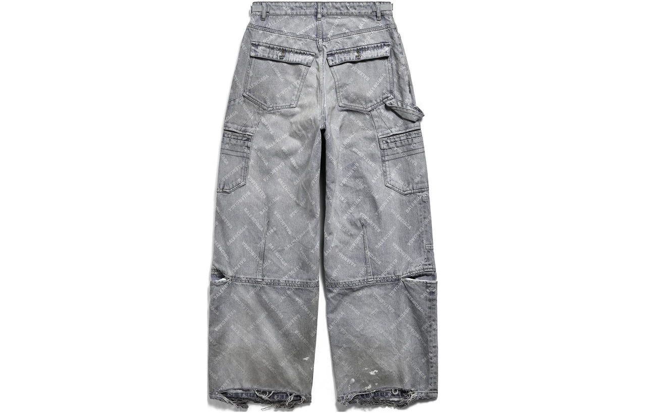 Balenciaga Bal Diagonal Allover Cargo Pants 'Light Blue' 767971TDW144979
