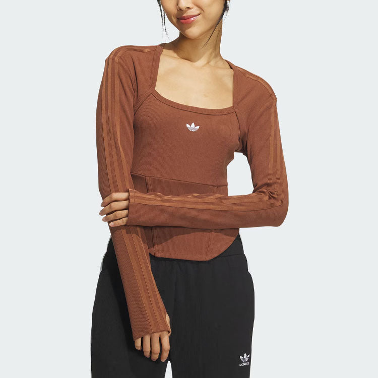 (WMNS) adidas originals Corset Long Sleeve Shirt 'Brown' IX1910