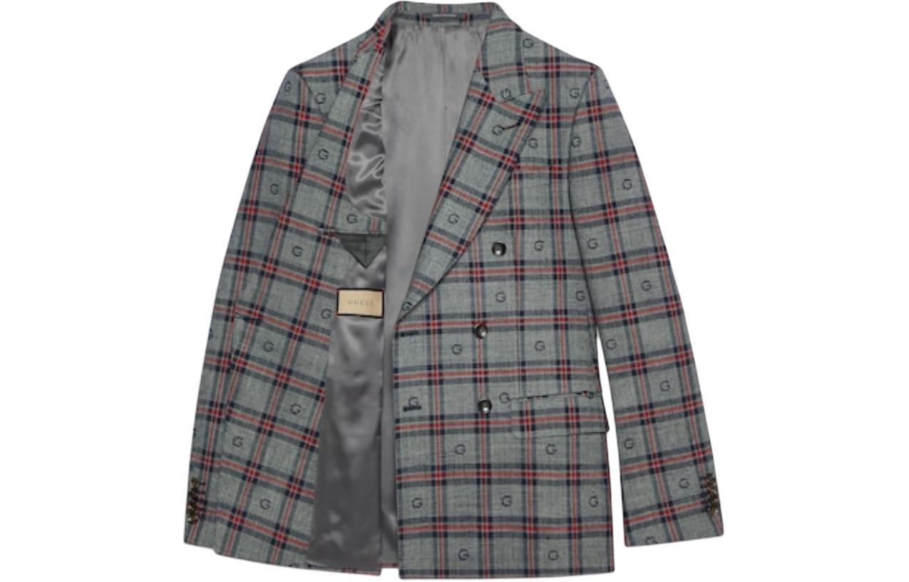 Gucci G Check Wool Jacket 'Grey Blue' 770378-ZAOV3-1102