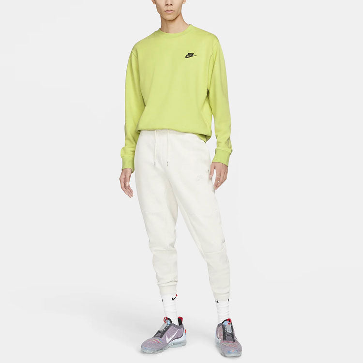 Nike Sportswear Logo Embroidered Sports Round Neck Pullover Green DA0684-352