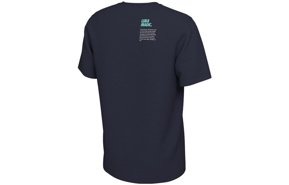Men's Nike Dallas Mavericks Doncic Character Printing Alphabet Pattern Round Neck Short Sleeve Navy Blue T-Shirt DD2805-419