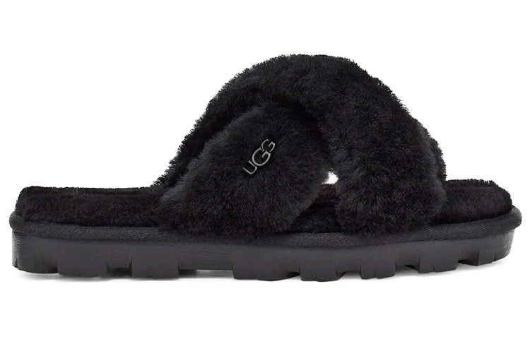 (WMNS) UGG Fuzzette Black Slippers 1107955-BLK