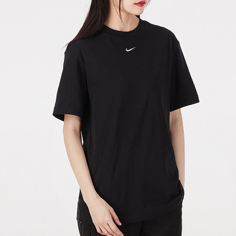 (WMNS) Nike Sportswear Essential Logo Printing Round Neck Pullover Short Sleeve Black T-Shirt DN5698-010
