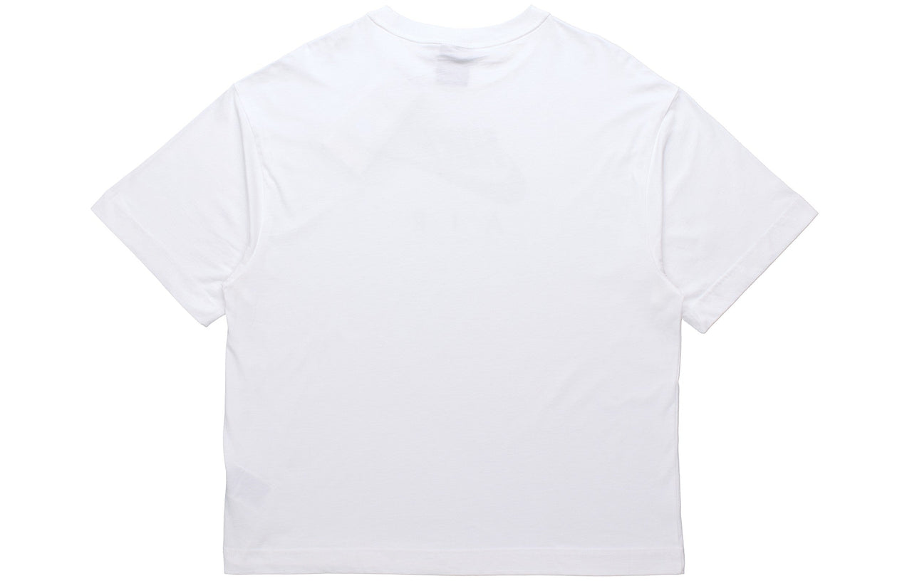 (WMNS) Nike Air Logo Printing Loose Knit Sports Short Sleeve White DB3841-100