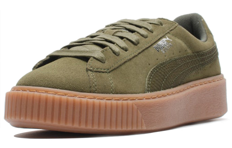 (WMNS) PUMA Suede Platform Olive Green 365109-03