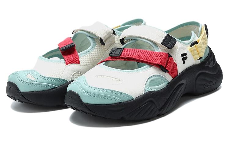 (WMNS) FILA FUSION Conch Sandals 'White Green Black' T12W321401FSH