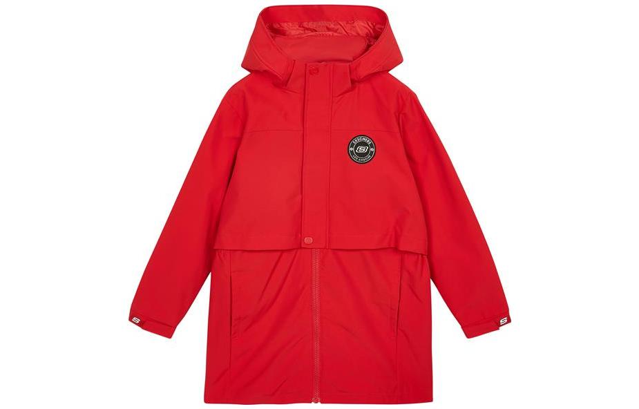 (GS) Skechers New Year Series Brand Logo Letter Print Hooded Jacket 'Pink Red' L122G059