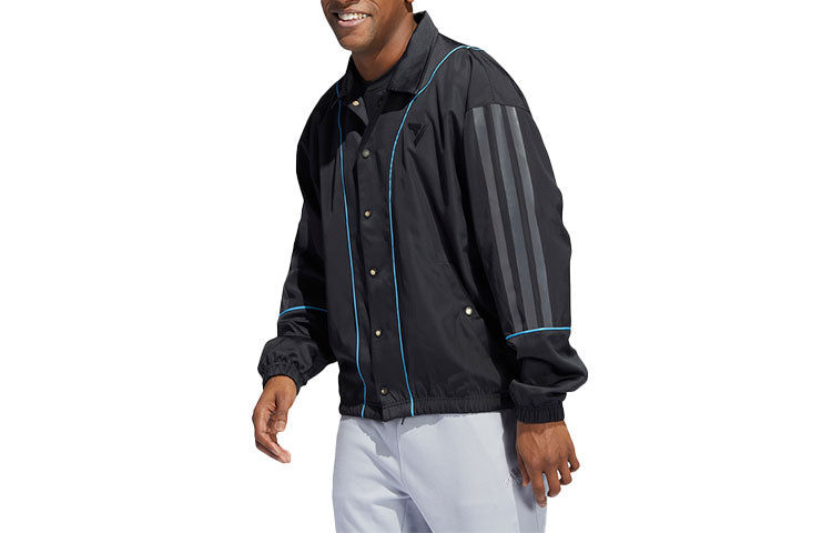 adidas Yot Trae Jacket Printing Pattern lapel Sports Black HB5472