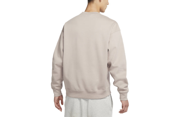Men's Nike Lab Fleece Crew Solid Color Plush Stay Warm Sports Round Neck Pullover Yellow DA0318-245
