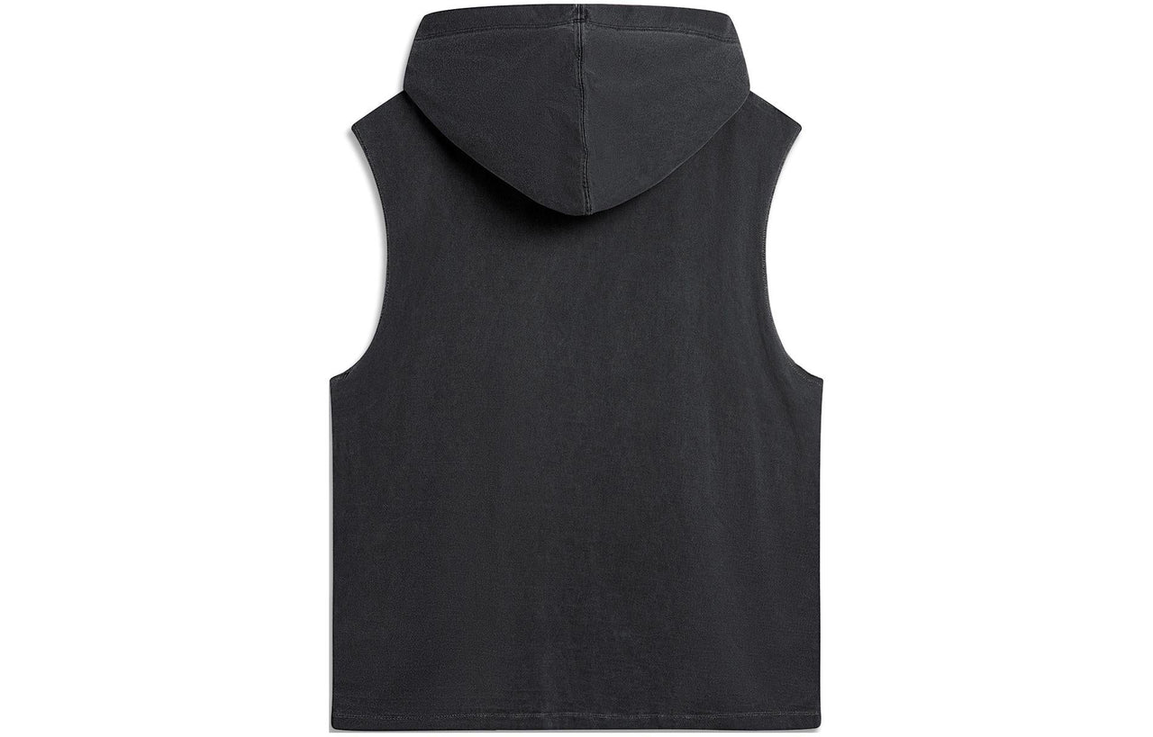 Li-Ning BadFive Graphic Sleeveless Hoodie 'Washed Black' AVSU437-1