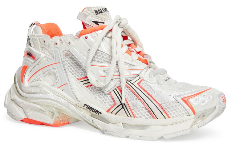 Balenciaga Runner Sneakers 'White Fluo Orange Mesh and Nylon' 677403W3RBM9770