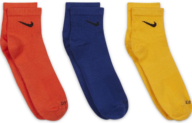Nike Unisex Plus Lightweight Ankle Socks 3 Packs Orange/Blue/Yellow SX6893-910