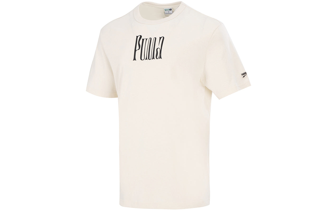 PUMA Athleisure Casual Sports Printing Round Neck Short Sleeve Creamy White 533039-73