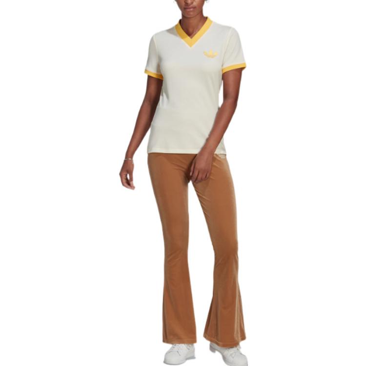 (WMNS) adidas Adicolor 70s V-Neck Tee 'Beige Yellow' IB2042
