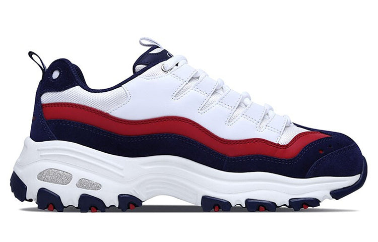 (WMNS) Skechers D'Lites 1.0 Low-top Clunky Shoes White/Blue 13141-WNVR