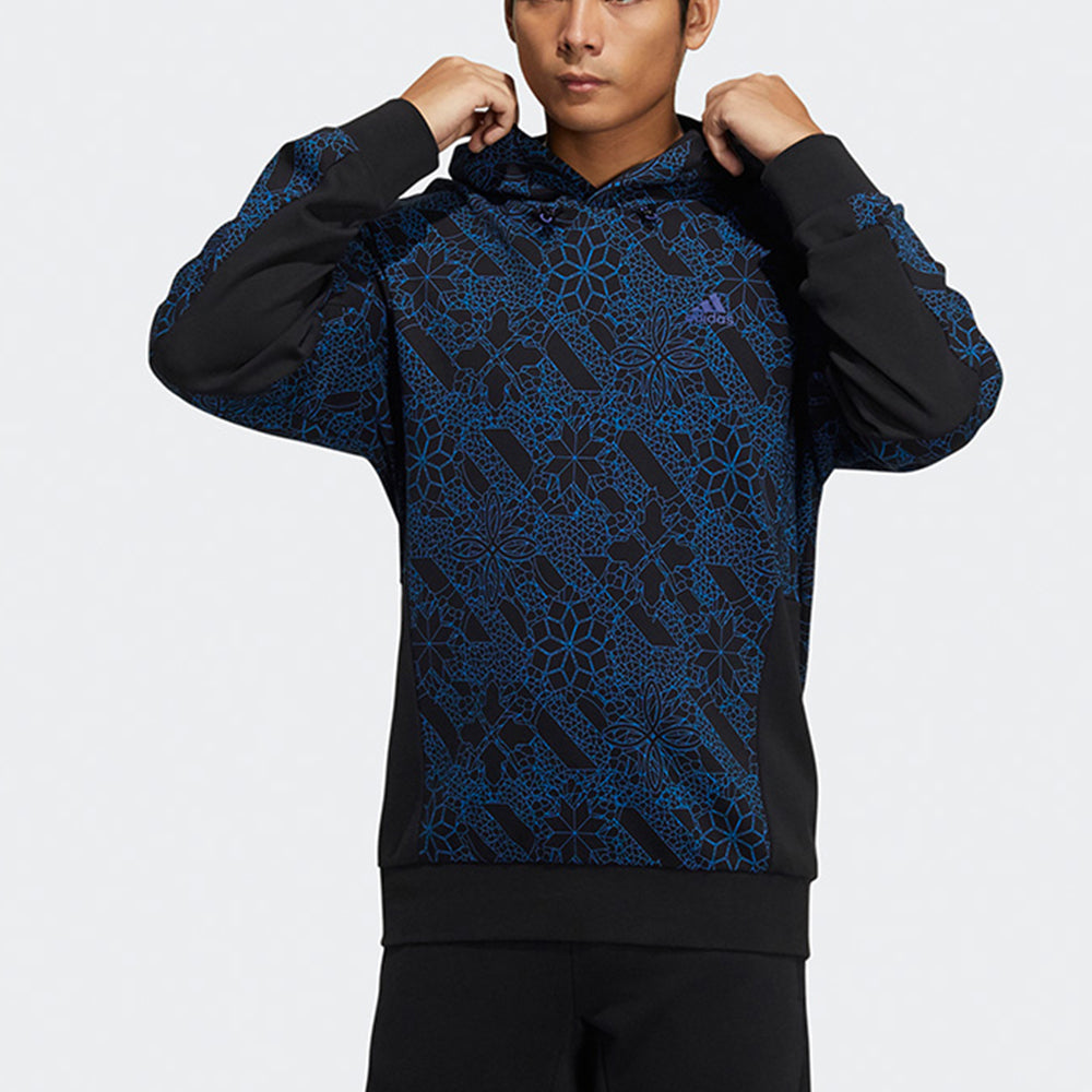 Men's adidas Full Print Sports Pullover Navy Blue HE2914