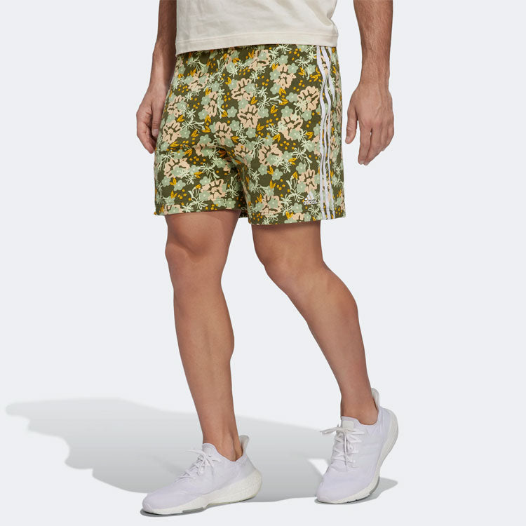 adidas M SHORT Full Print Straight Lacing Sports Shorts Green HS3506