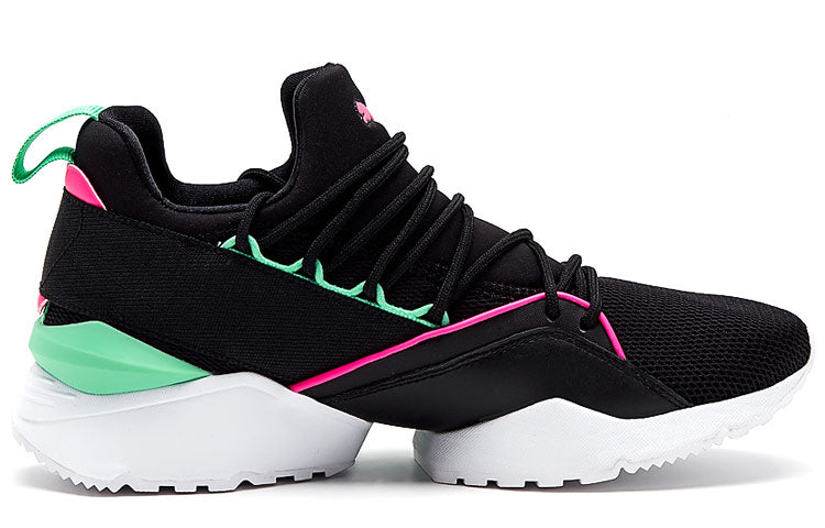(WMNS) PUMA Muse Maia Street 1 Low-Top Running Shoes Black/Green 367355-01