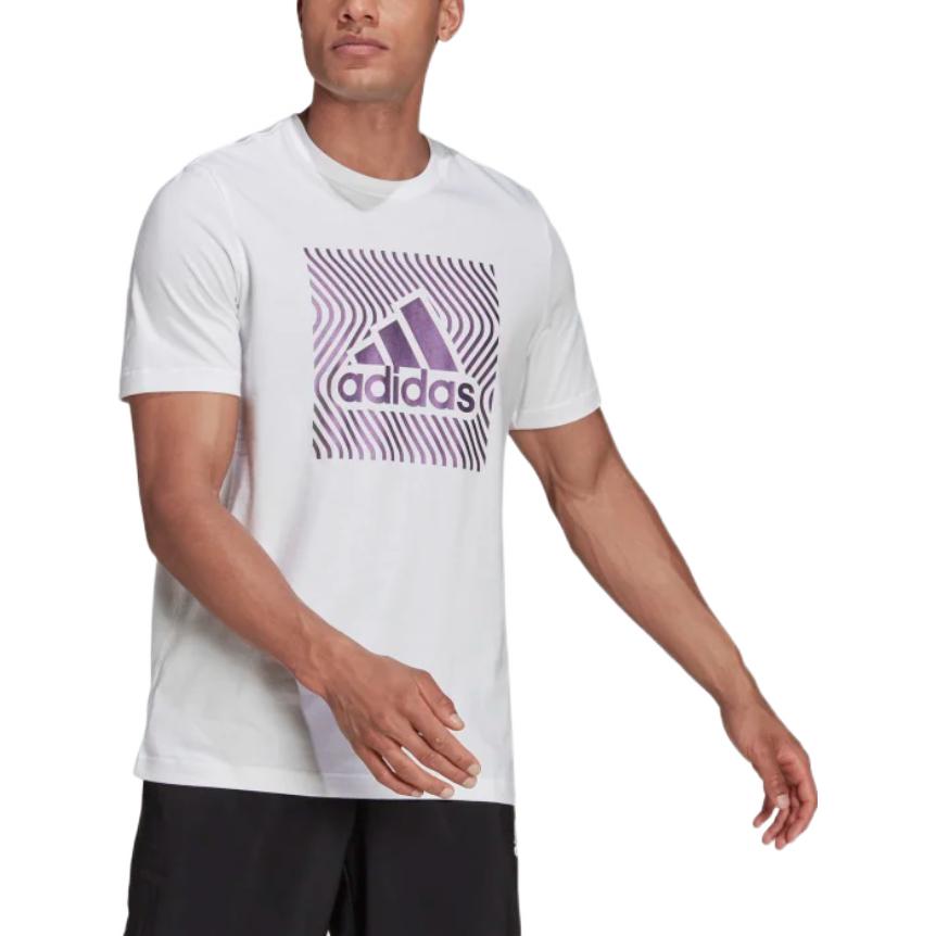 Men's adidas Chest Logo Printing Round Neck Short Sleeve White T-Shirt GS6279
