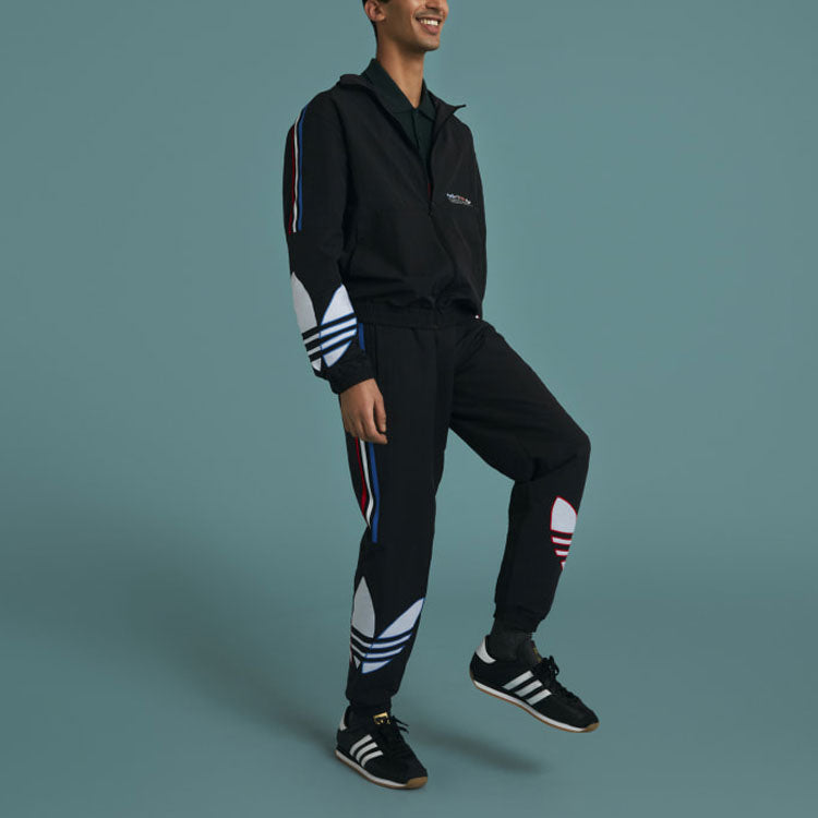adidas originals Tricol Swtpant Contrasting Colors Stripe Logo Bundle Feet Sports Pants Black GN3577