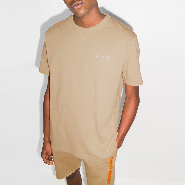 (WMNS) Men's Off-White x Browns Crossover Logo Printing Round Neck Short Sleeve Khaki OMAA027G20JER0191701