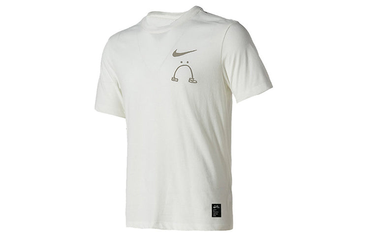 Nike Cartoon Alphabet Logo Printing Round Neck Short Sleeve White T-Shirt AO0624-100