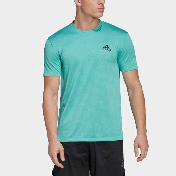 Men's adidas Alphabet Logo Printing Round Neck Short Sleeve Green T-Shirt HT9057