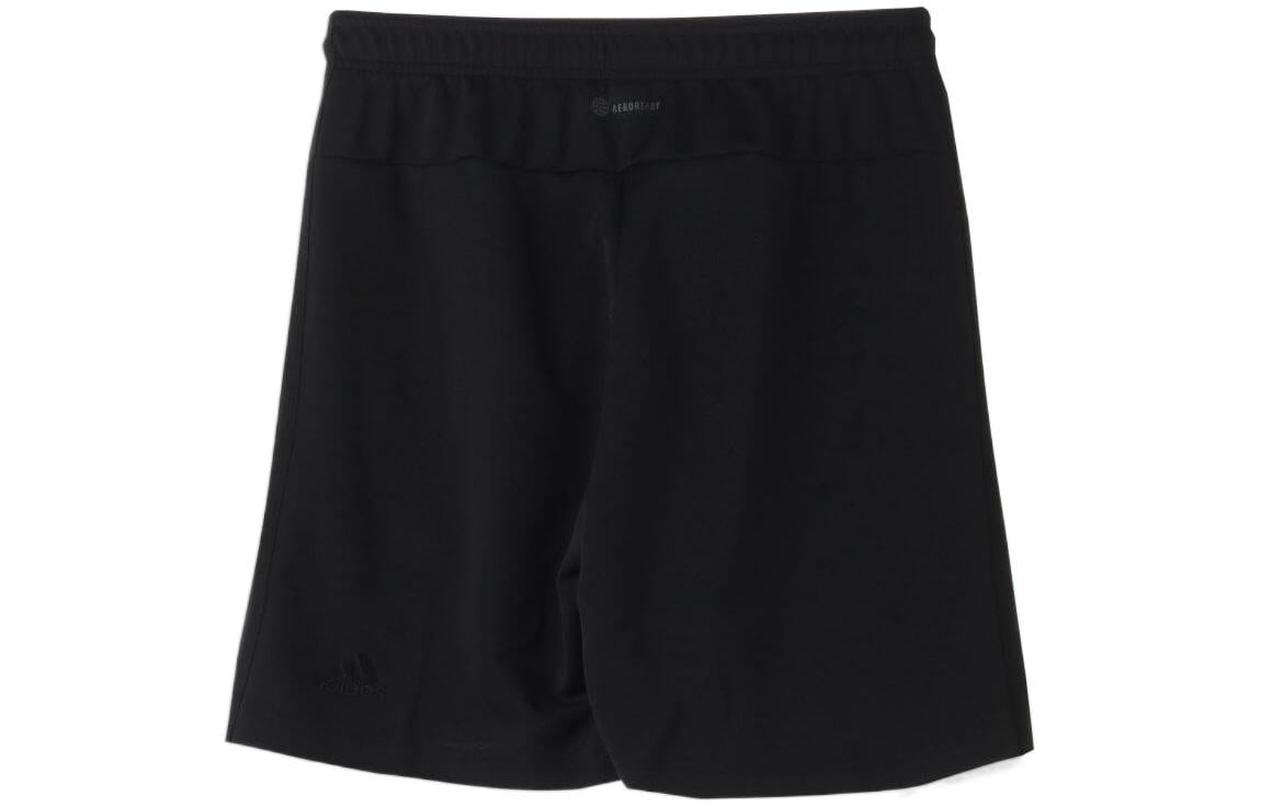 adidas Solid Color Elastic Waistband Straight Loose Shorts Men's Black FM5342