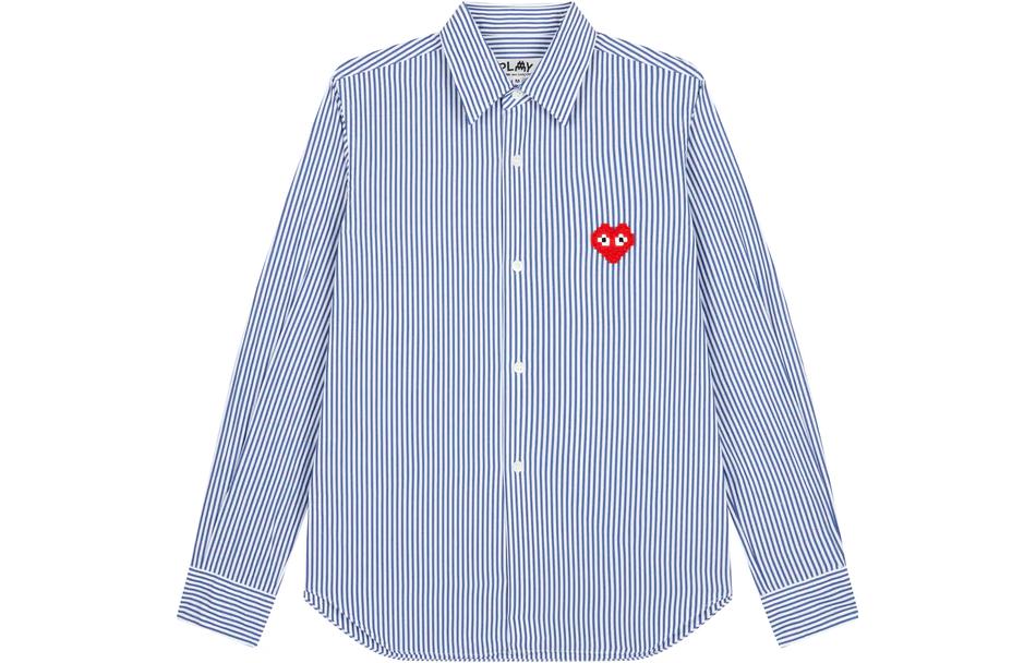 COMME des GARCONS PLAY Striped Shirt Red Emblem 'Blue' AZ-B024-051-1