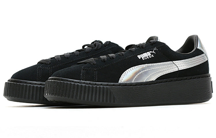 (WMNS) PUMA Suede Platform 'Black/Silver' 363649-01
