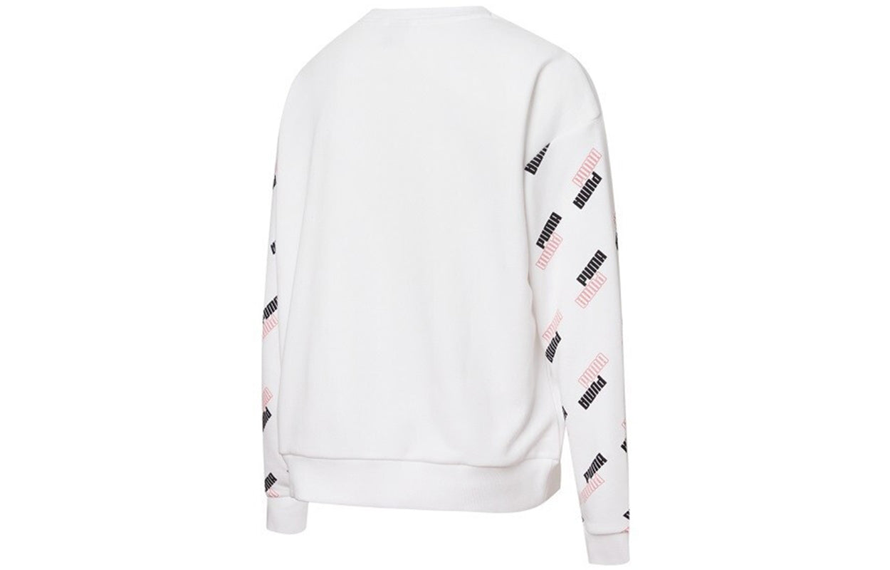 (WMNS) PUMA Power Aop Crew Sweater 'White' 847695-02