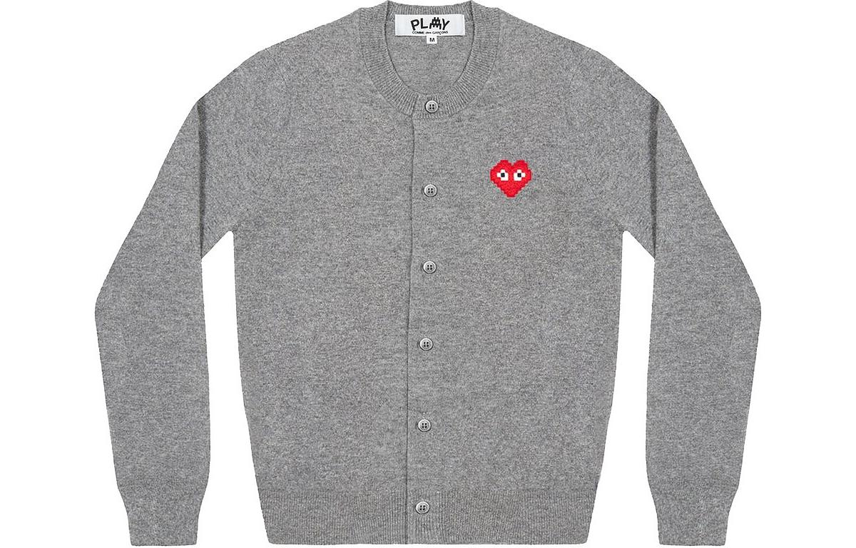 (WMNS) COMME des GARCONS PLAY Cardigan Invader Emblem 'Grey' AZ-N083-051-2