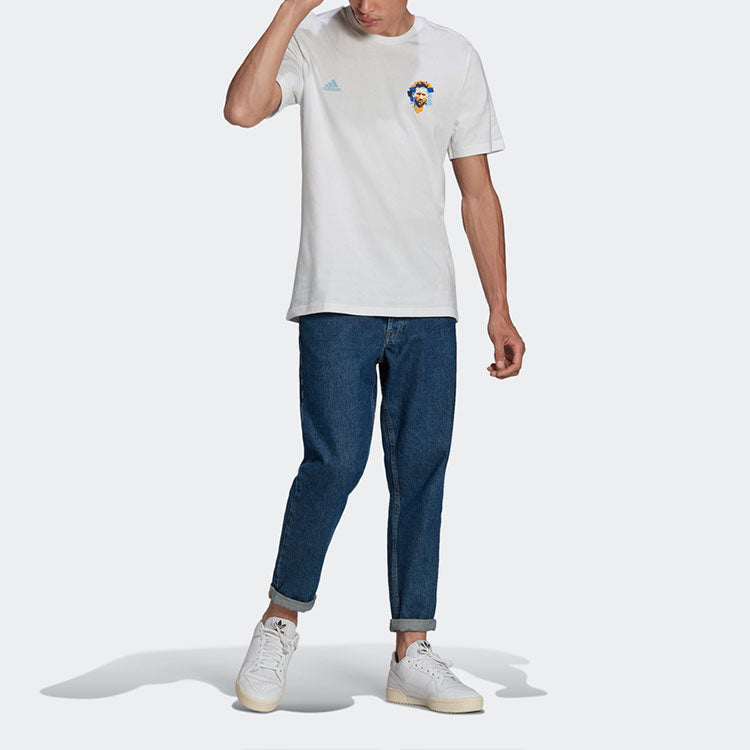 adidas Printing Round Neck Pullover Sports Short Sleeve White HA0935