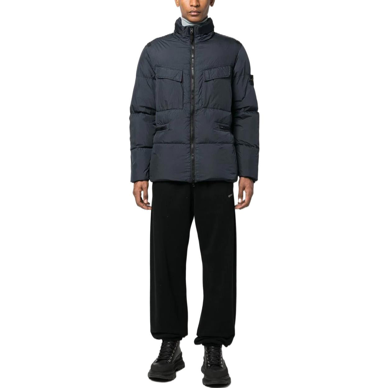 STONE ISLAND Waffen Patch Crinkle Labs Down Padded Jacket 'Black' 771540123-V0020