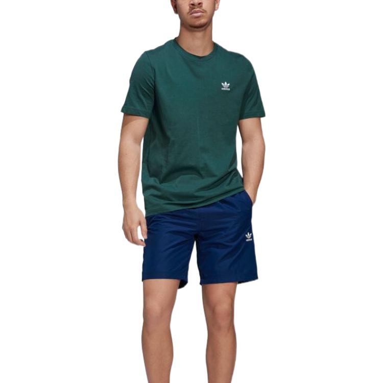 Men's adidas originals Solid Color Logo Elastic Waistband Casual Sports Shorts Blue HL9390