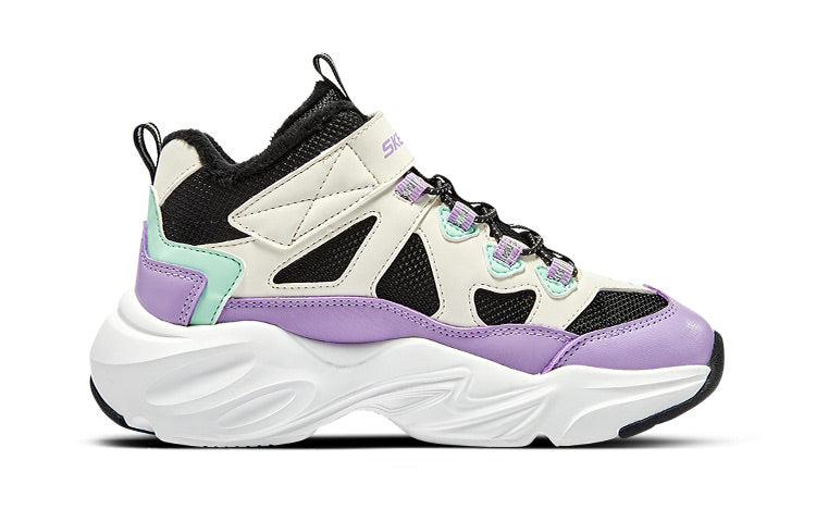 (GS) Skechers Trainers 'Beige Black Purple' 303902L-WBPR