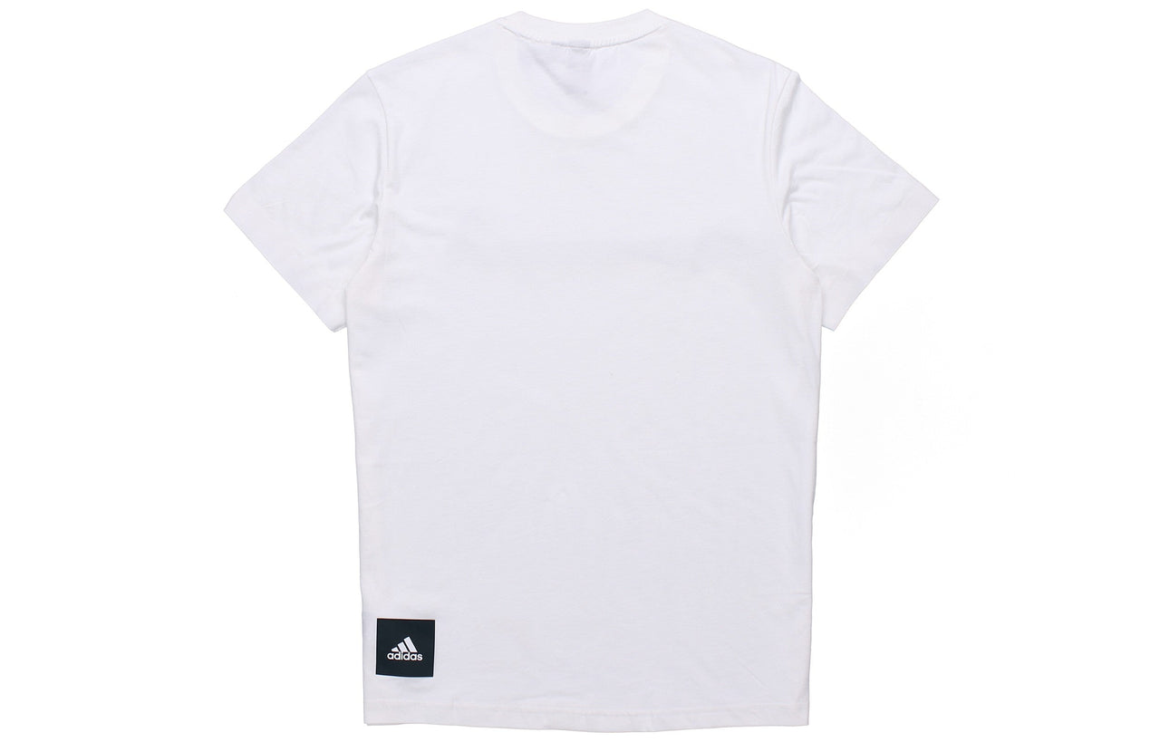 adidas Athleisure Casual Sports Round Neck Breathable Gym Short Sleeve White DZ2212