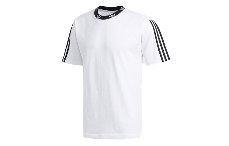 adidas Trefoil Ribbed Tee 'White Black' ED5612