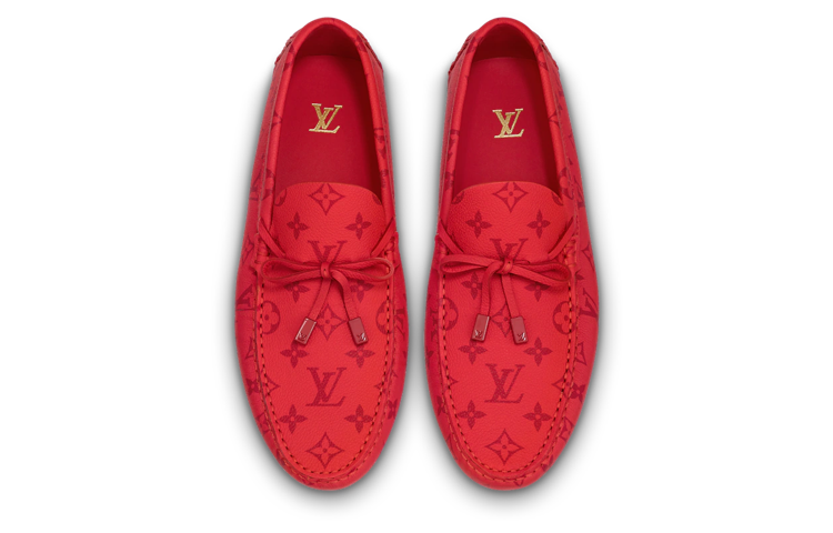 LOUIS VUITTON Driver Moccasin Shoes 'Red Monogram' 1AAPY6