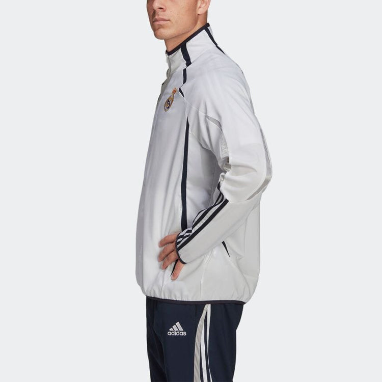 adidas Embroidered Logo Stripe Stand Collar Zipper Jacket Gray HA2537