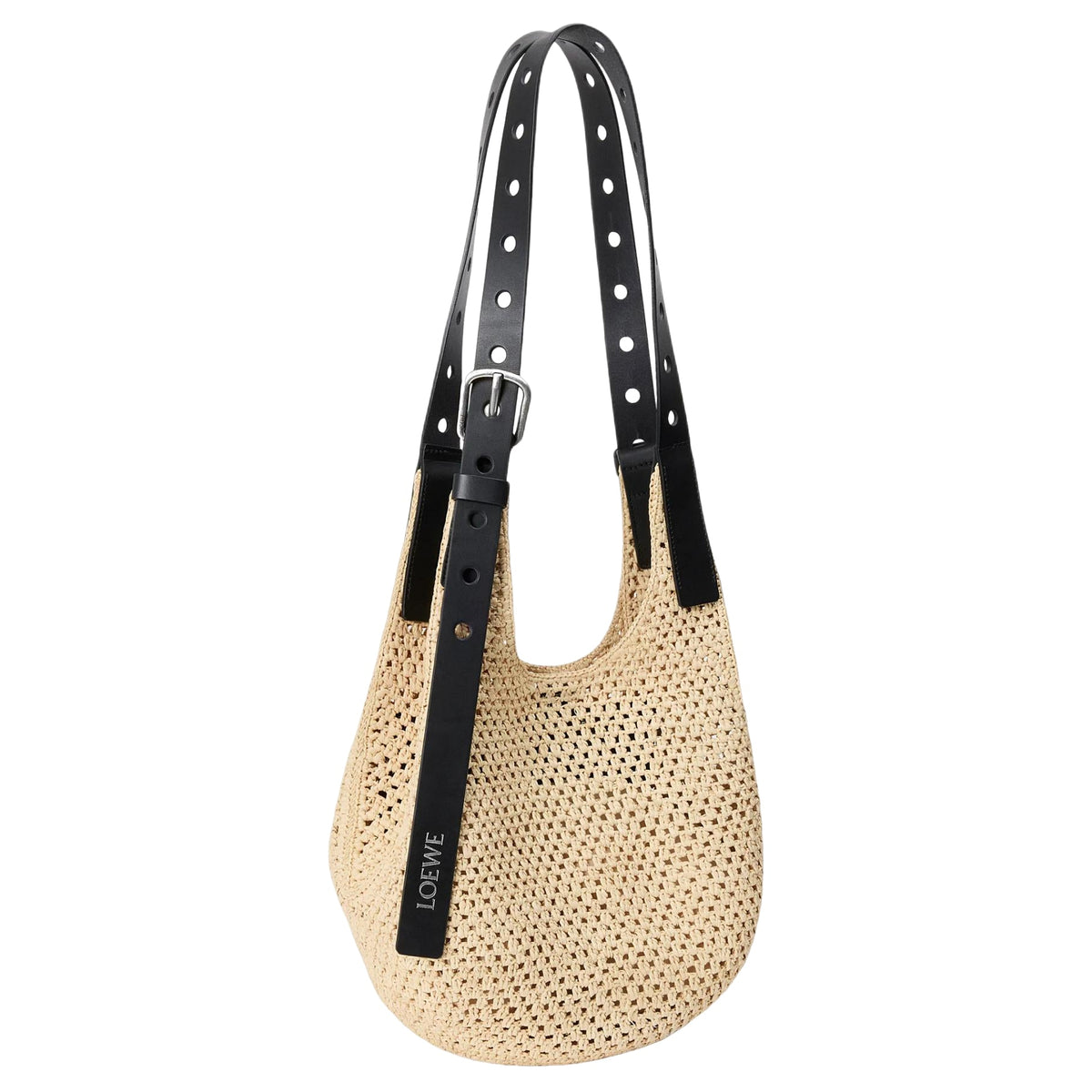 (WMNS) Loewe Small Punch Hole Hobo 'Natural Black' A914W86X01-2165